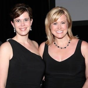 Monongahela Valley Hospital’s Vice President of Fund Development shares a moment with emcee Jennifer Antkowiak from KDKA-TV at the hospital’s Gala 25 on May 18.