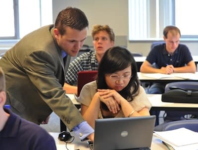 Dr. Matt Drake with a student.