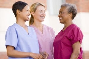 Nurses Standing Outside A Hospital