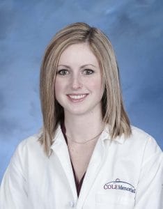Breanna Dunsmore, PA-C, of Champion Orthopedics and Sports Medicine at Cole Memorial)