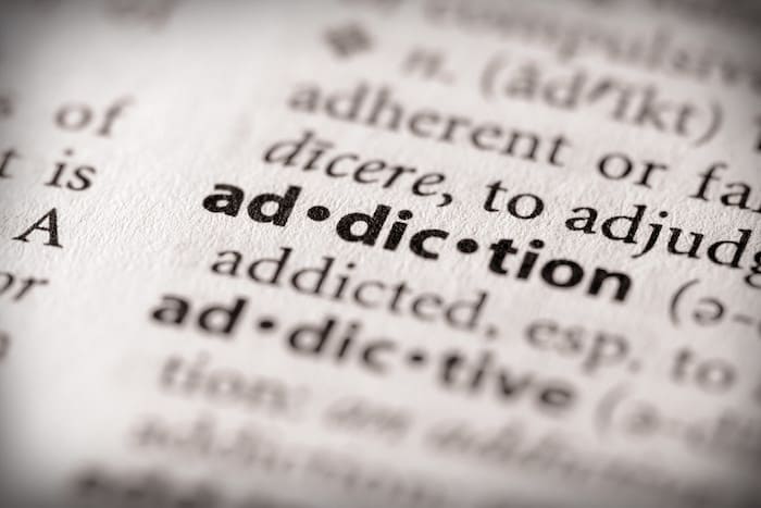 Selective focus on the word "addiction". Many more word photos in my portfolio...
