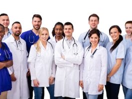 Diverse Doctor And Nurse Group Staff Meeting